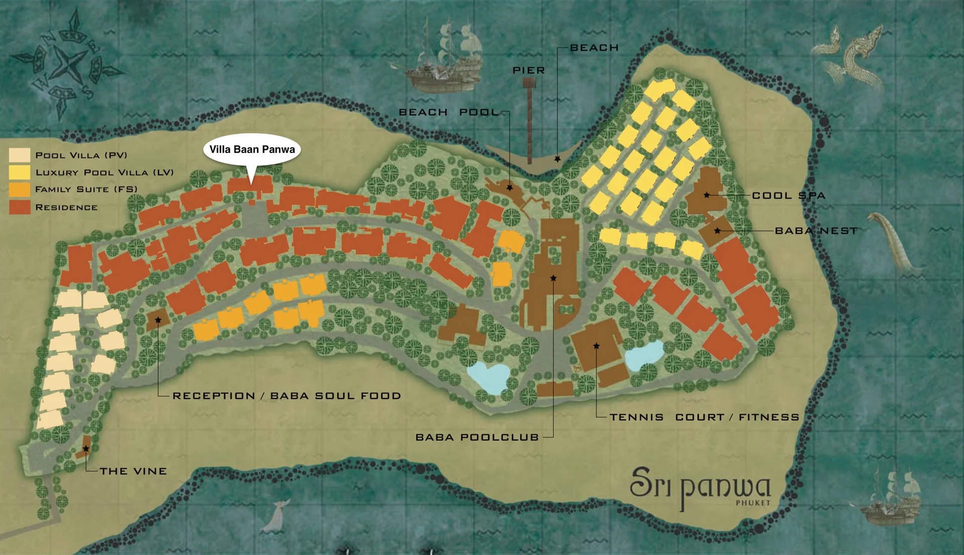 Sri Panwa Resort map showing Villa Baan Panwa location