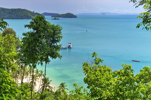 Beach views over Cape Panwa Beach with amazing sunset and sunrise views